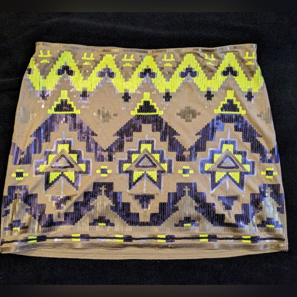Express sequin neon mini skirt. Medium